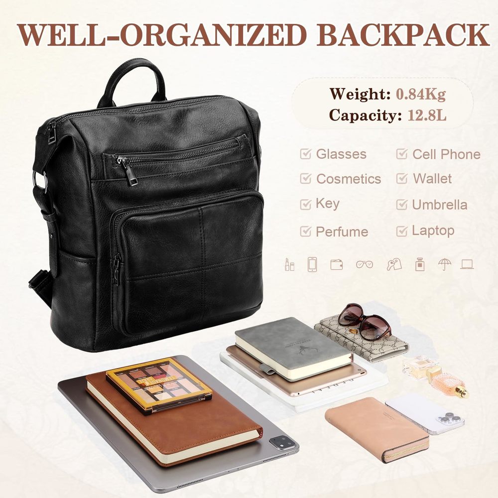 Backpack Purse, Vegan Fashion Leather Medium Convertible Ladies XD - Picture 5 of 7
